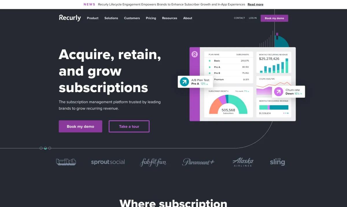 Interface Recurly Subscription Billing : fonctionnalités, prix, alternatives
