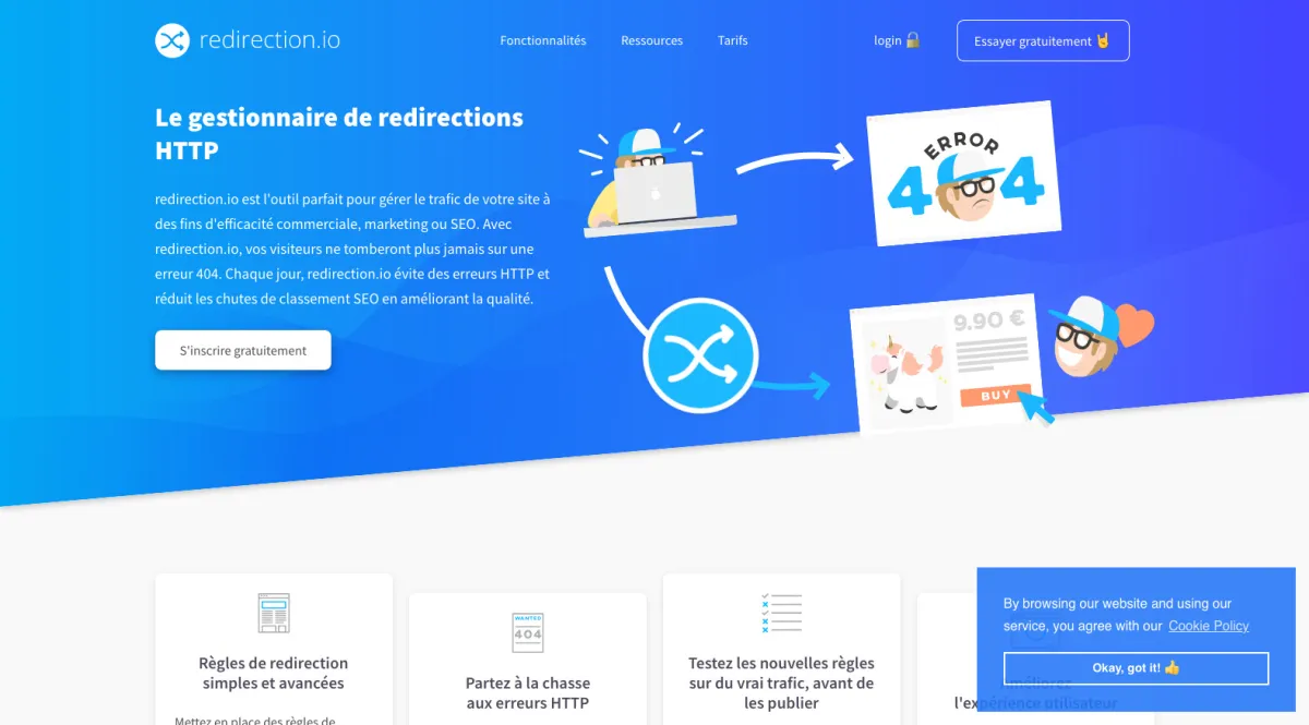 Interface redirection.io : fonctionnalités, prix, alternatives Interface redirection.io : fonctionnalités, prix, alternatives