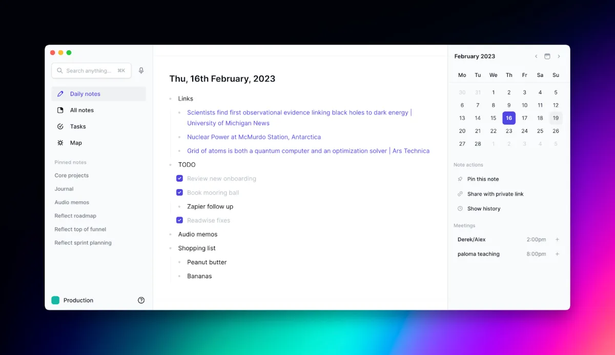 Notre avis sur Reflect : un logiciel de prise de notes à découvrir