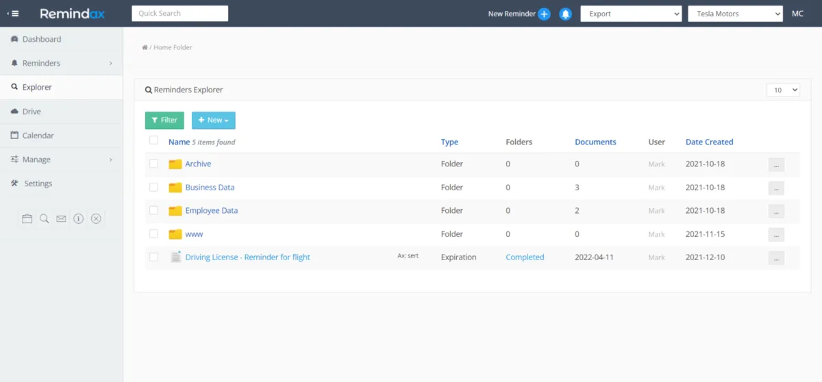 Interface Remindax: fonctionnalités, prix, alternatives