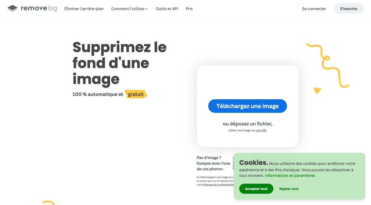 Interface remove.bg : fonctionnalités, prix, alternatives