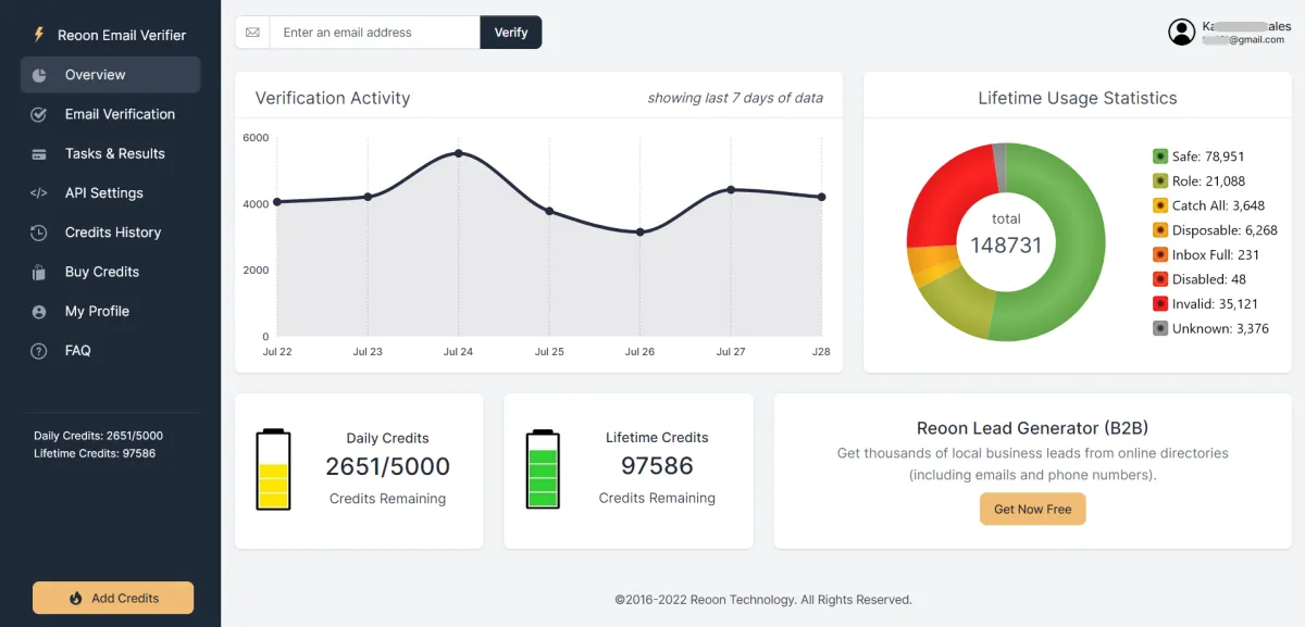 Reoon Email Verifier: avis sur le logiciel de vérification d'adresses email: fonctionnalités, avantages, inconvénients et tarifs Reoon Email Verifier: avis sur le logiciel de vérification d'adresses email: fonctionnalités, avantages, inconvénients et tarifs