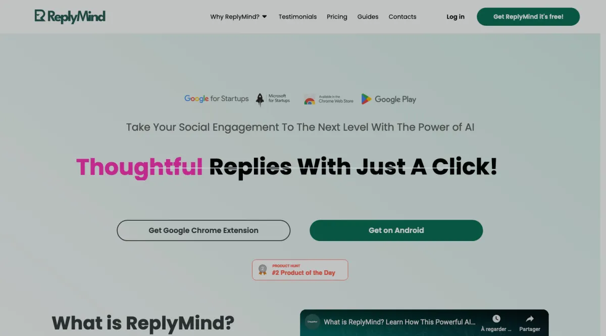 Interface ReplyMind : fonctionnalités, prix, alternatives