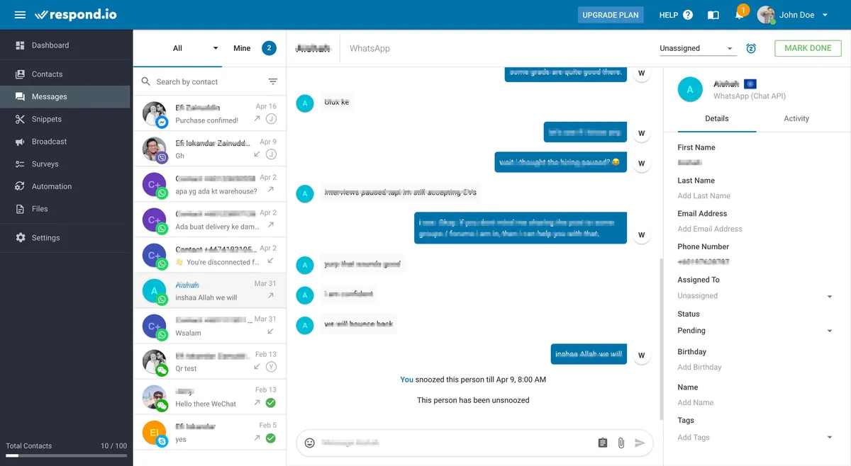 Interface Respond.io: fonctionnalités, prix, alternatives Interface Respond.io: fonctionnalités, prix, alternatives