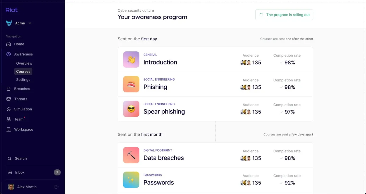 Riot: avis sur le logiciel de formation et sensibilisation à la sécurité: fonctionnalités, avantages, inconvénients et tarifs Riot: avis sur le logiciel de formation et sensibilisation à la sécurité: fonctionnalités, avantages, inconvénients et tarifs