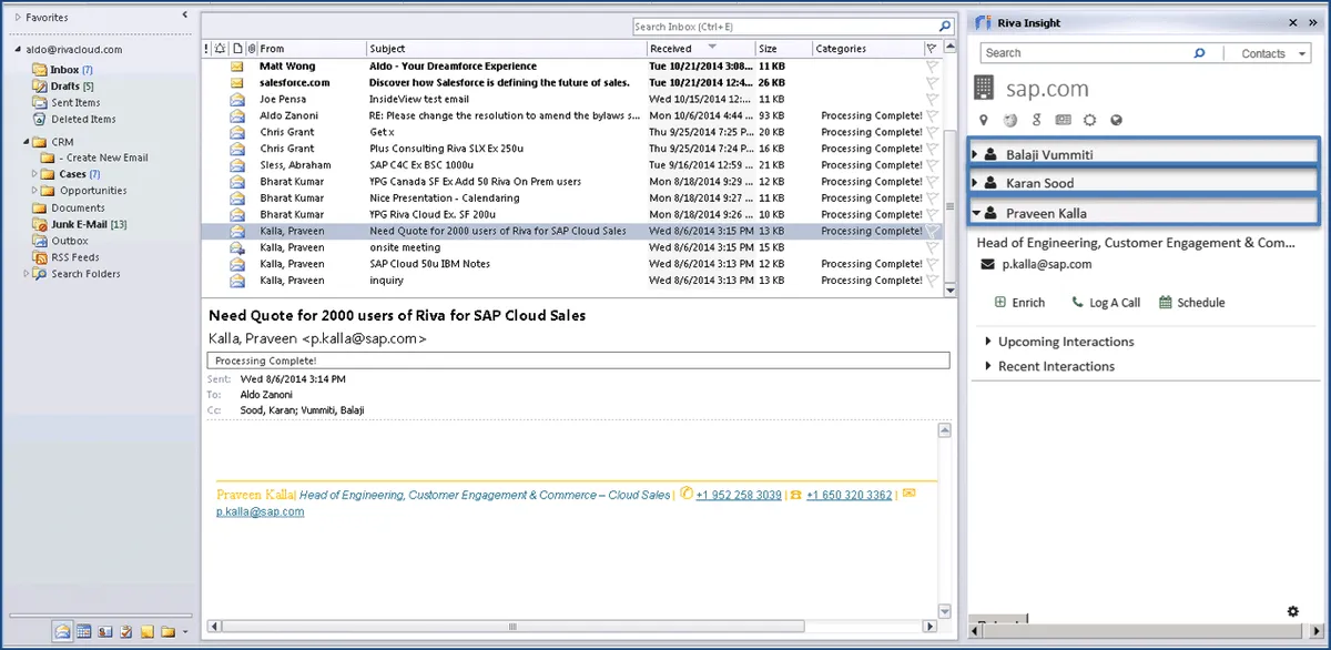 Interface Riva CRM Integration: fonctionnalités, prix, alternatives