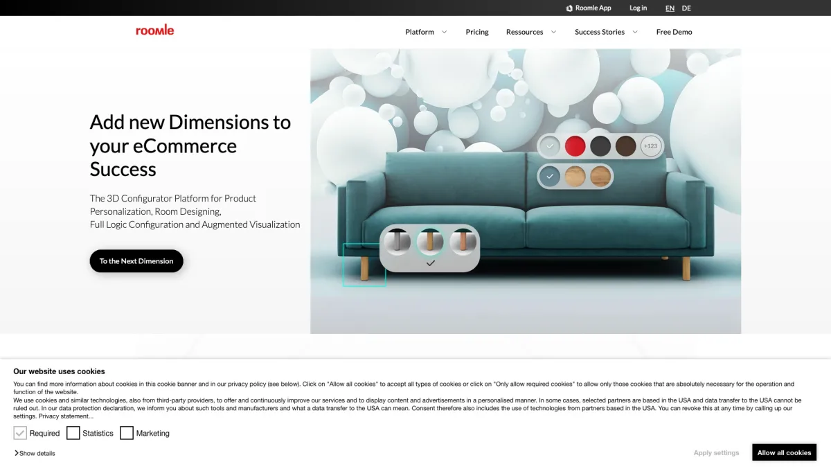 Interface Roomle : fonctionnalités, prix, alternatives