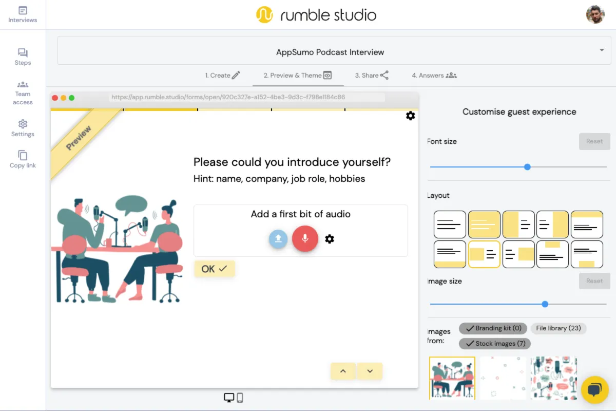 Interface Rumble Studio: fonctionnalités, prix, alternatives