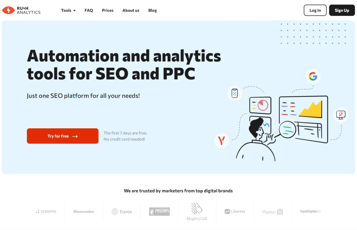 Notre avis sur Rush Analytics : un logiciel de référencement gratuit (SEO: search engine optimization) à découvrir