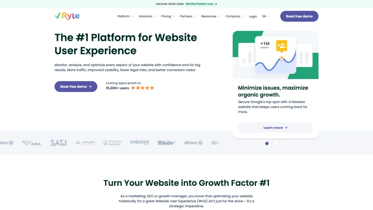 Interface Ryte : fonctionnalités, prix, alternatives