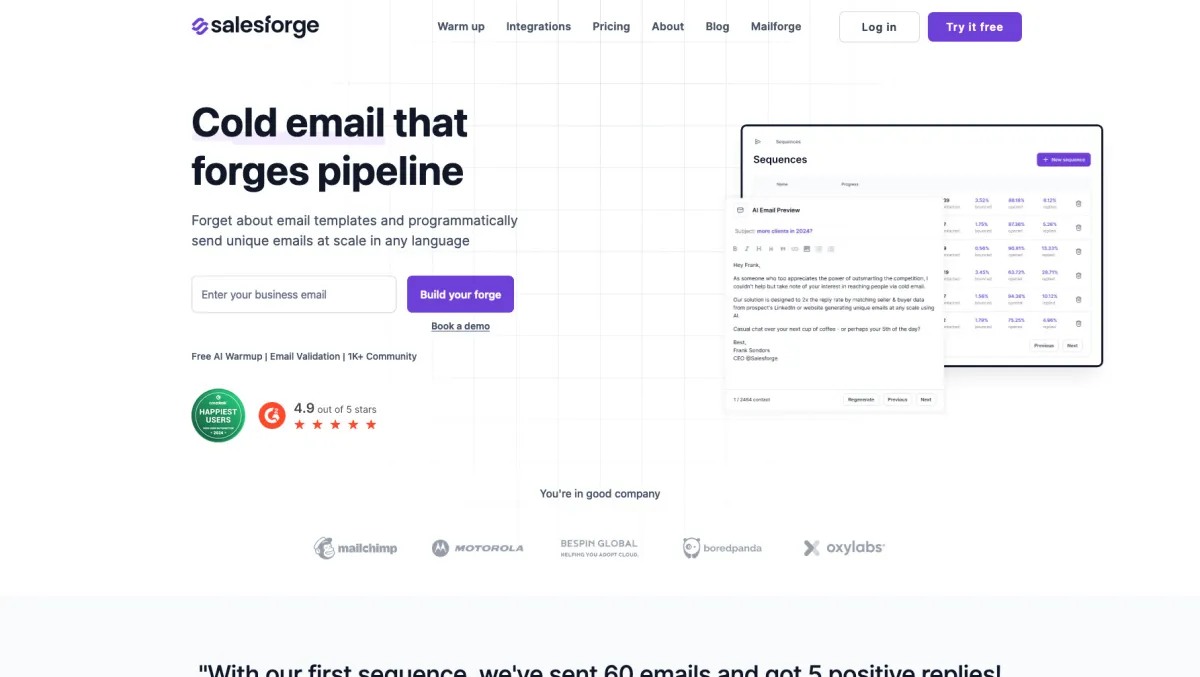 Interface Salesforge : fonctionnalités, prix, alternatives