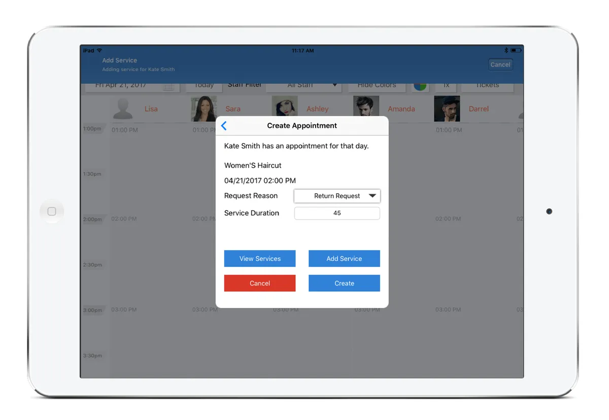 Interface SalonBiz: fonctionnalités, prix, alternatives