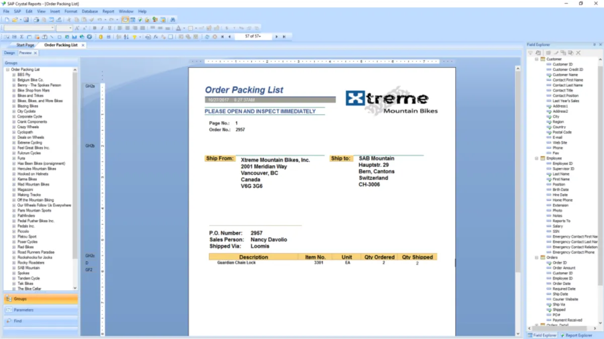 Interface SAP Crystal Reports: fonctionnalités, prix, alternatives