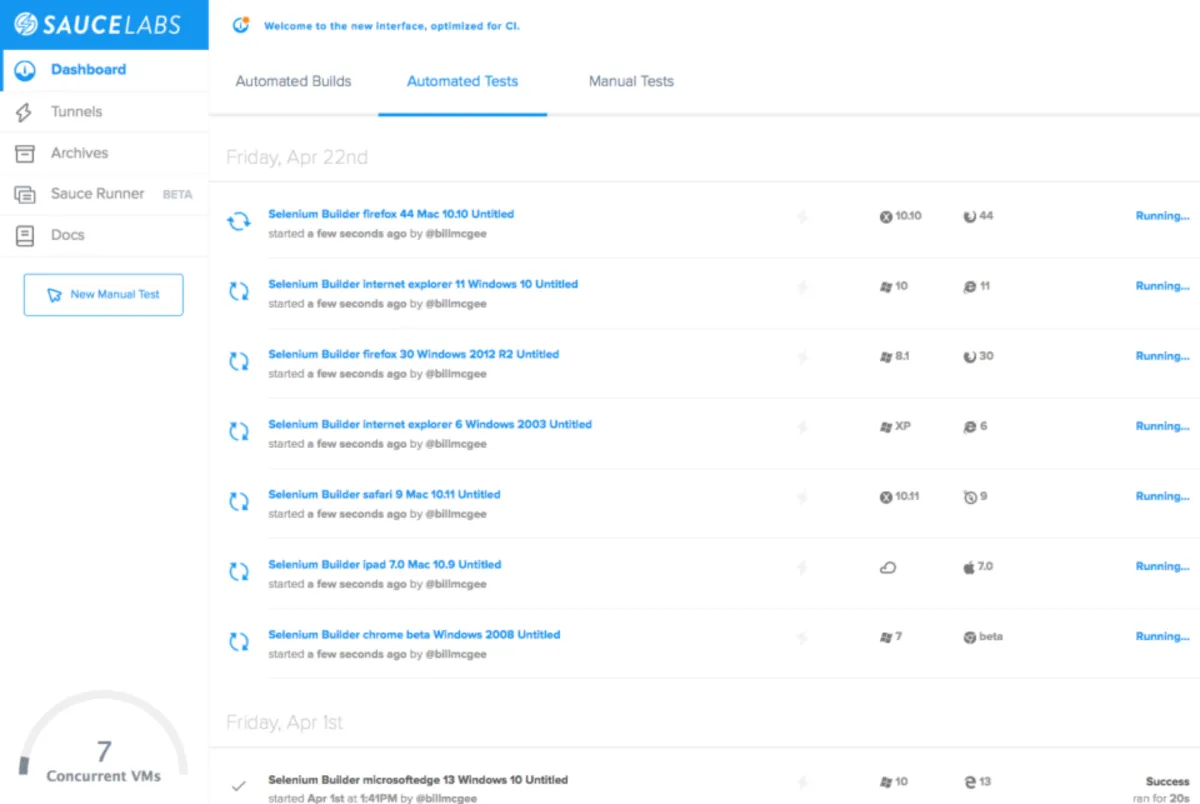 Interface Sauce Labs: fonctionnalités, prix, alternatives