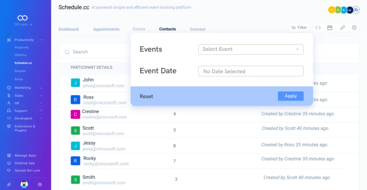 Interface Schedule.cc: fonctionnalités, prix, alternatives
