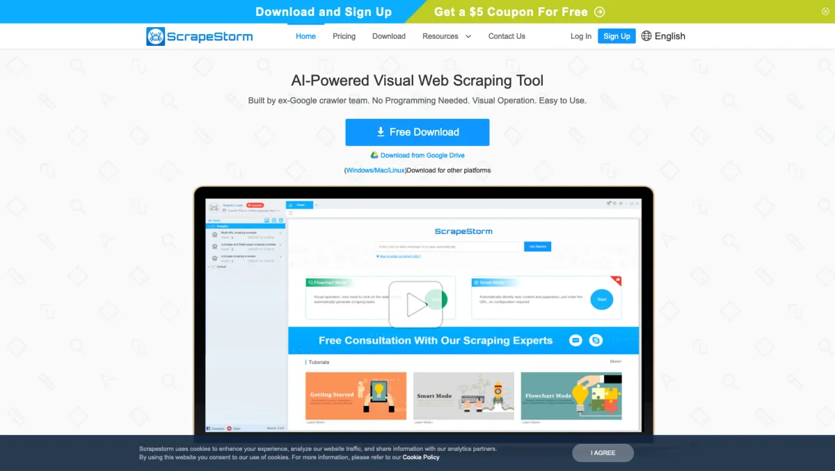Interface ScrapeStorm : fonctionnalités, prix, alternatives