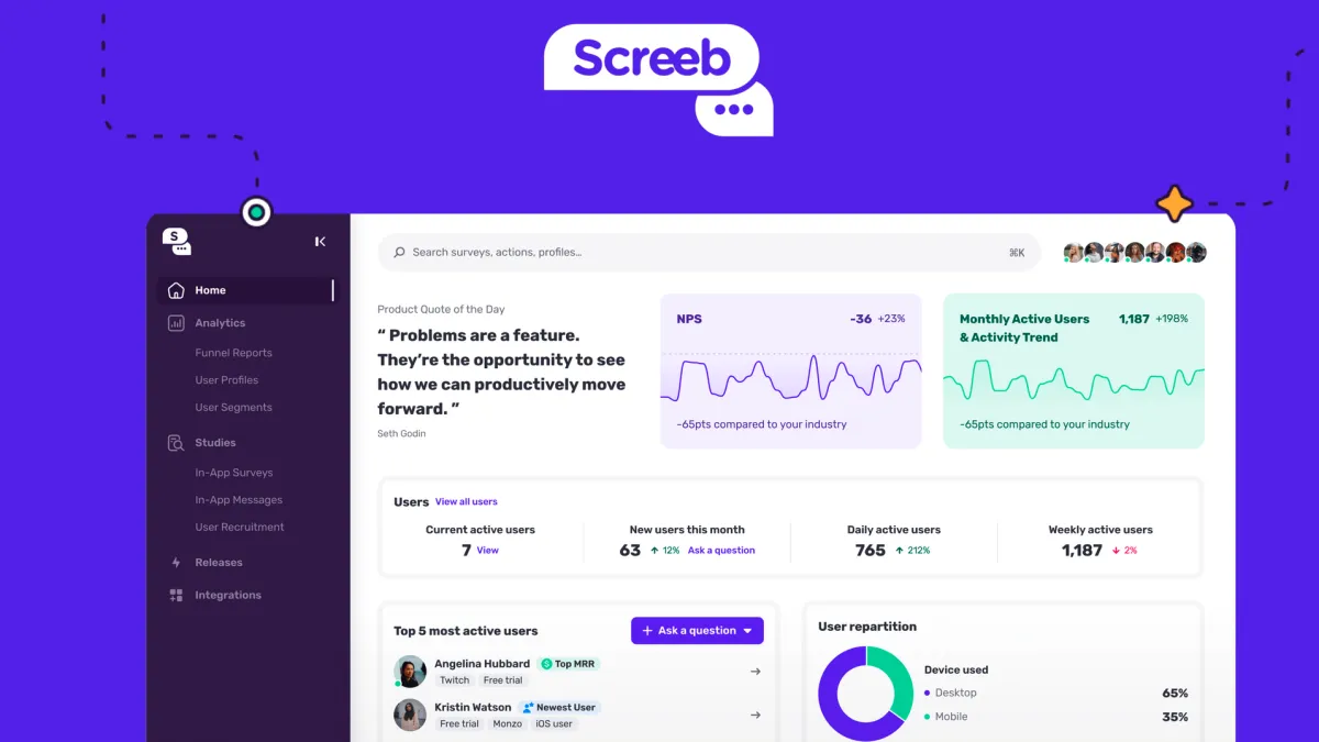 Screeb: avis sur le logiciel UX / UI (interface et expérience utilisateur): fonctionnalités, avantages, inconvénients et tarifs Screeb: avis sur le logiciel UX / UI (interface et expérience utilisateur): fonctionnalités, avantages, inconvénients et tarifs