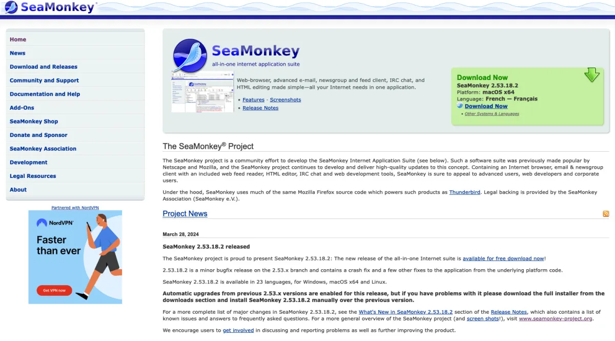 Interface SeaMonkey : fonctionnalités, prix, alternatives