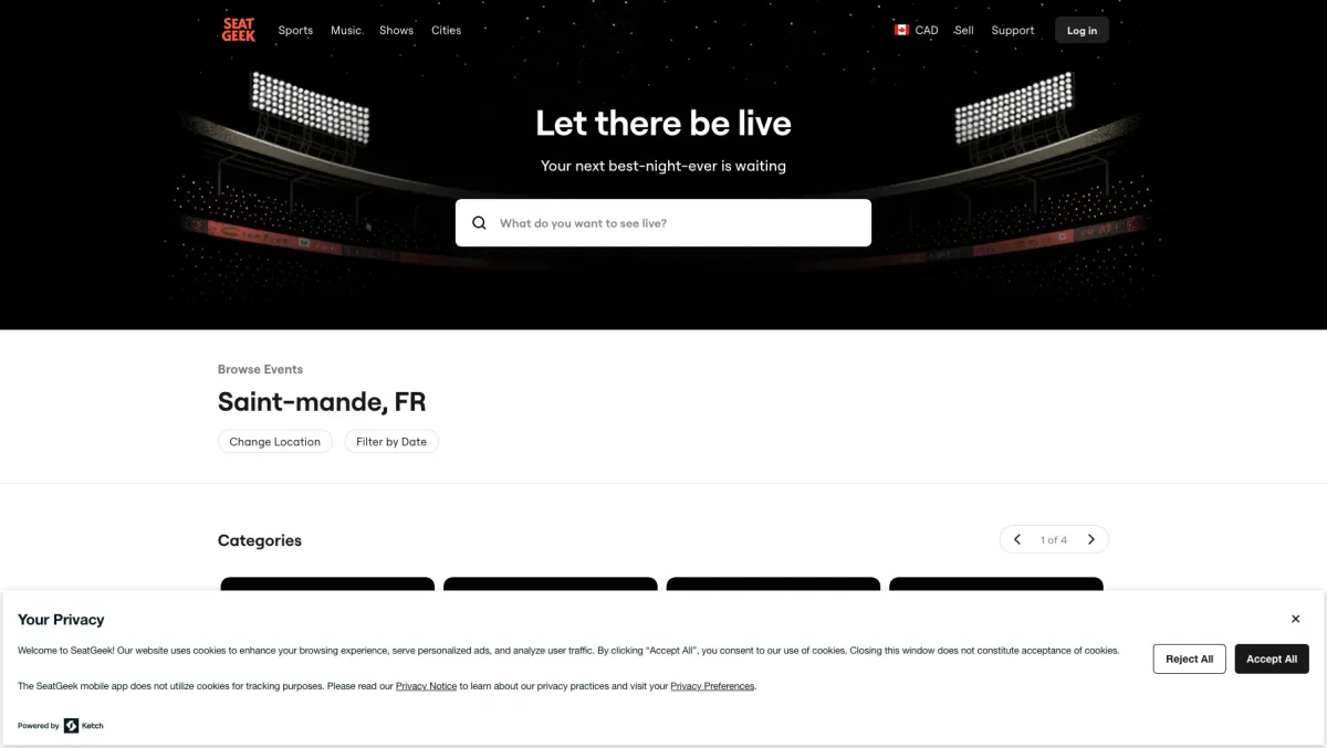 Interface SeatGeek : fonctionnalités, prix, alternatives