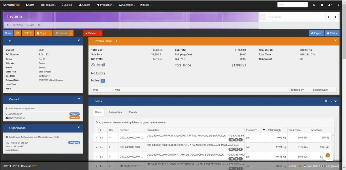 Interface SecturaFAB: fonctionnalités, prix, alternatives