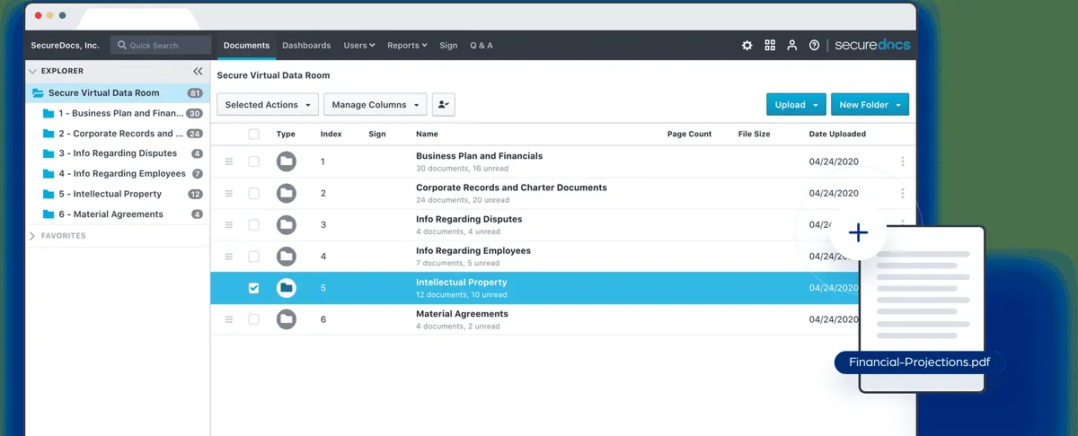 Notre avis sur SecureDocs Virtual Data Room : un logiciel de virtual data room (VDR: salle de données virtuelles) à découvrir