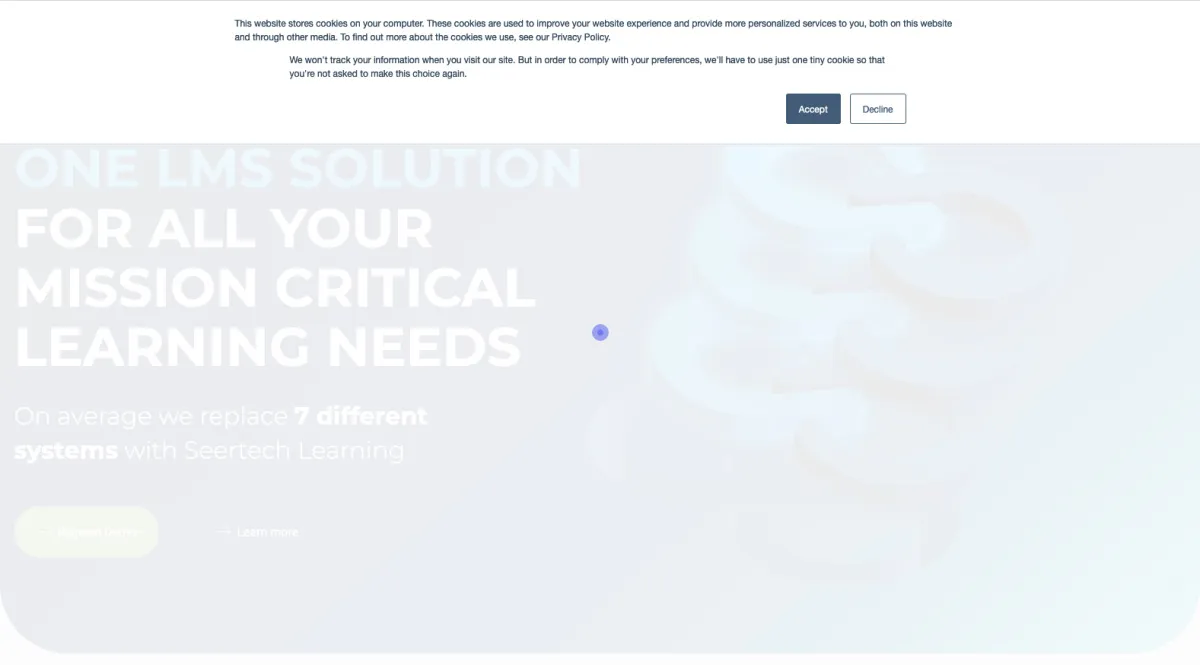 Interface Seertech Learning : fonctionnalités, prix, alternatives