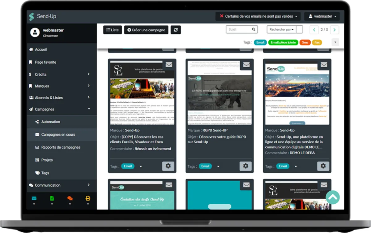 Interface Send-Up: fonctionnalités, prix, alternatives