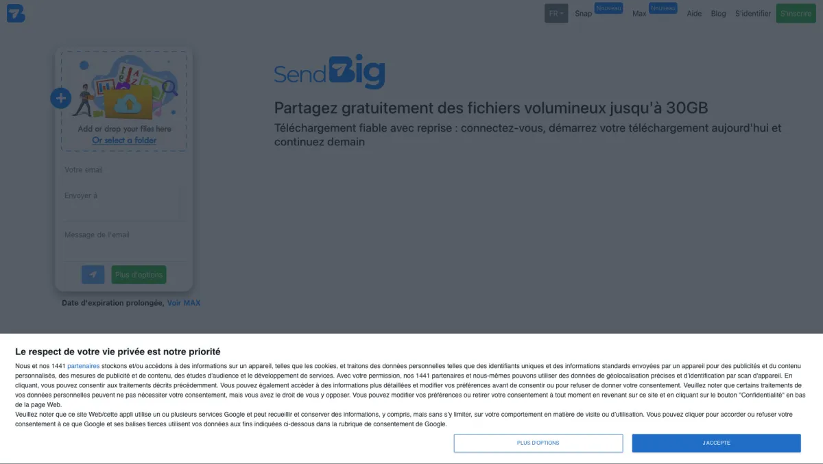 Interface SendBig : fonctionnalités, prix, alternatives Interface SendBig : fonctionnalités, prix, alternatives