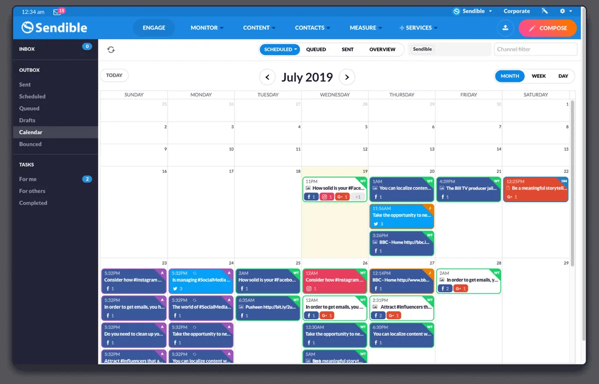 Interface Sendible: image, ergonomie, alternatives