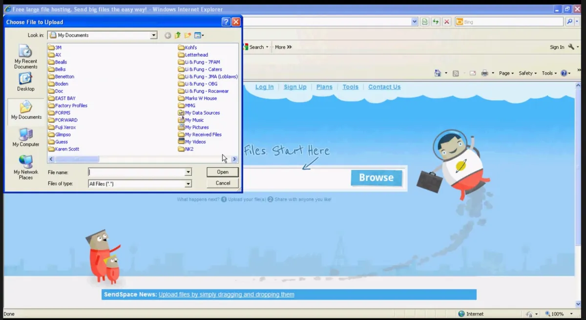 Interface SendSpace: fonctionnalités, prix, alternatives Interface SendSpace: fonctionnalités, prix, alternatives