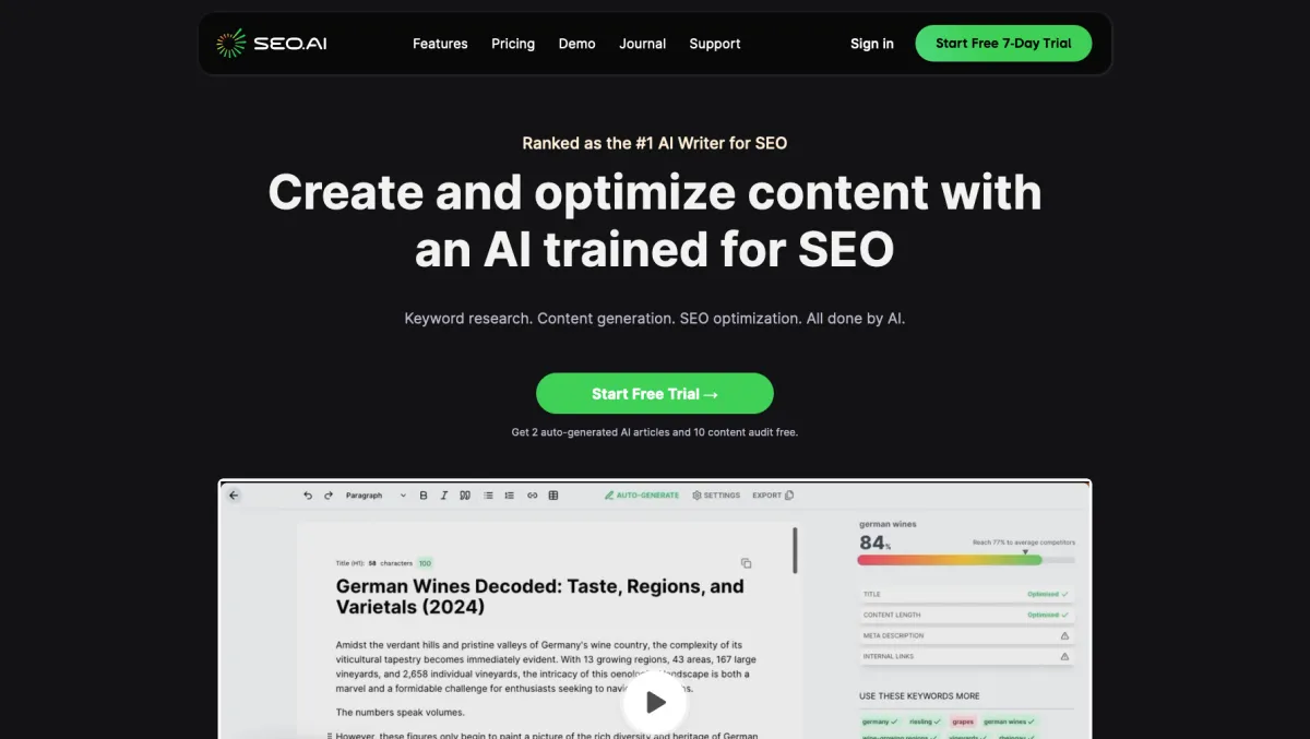 Interface SEO.AI : fonctionnalités, prix, alternatives Interface SEO.AI : fonctionnalités, prix, alternatives