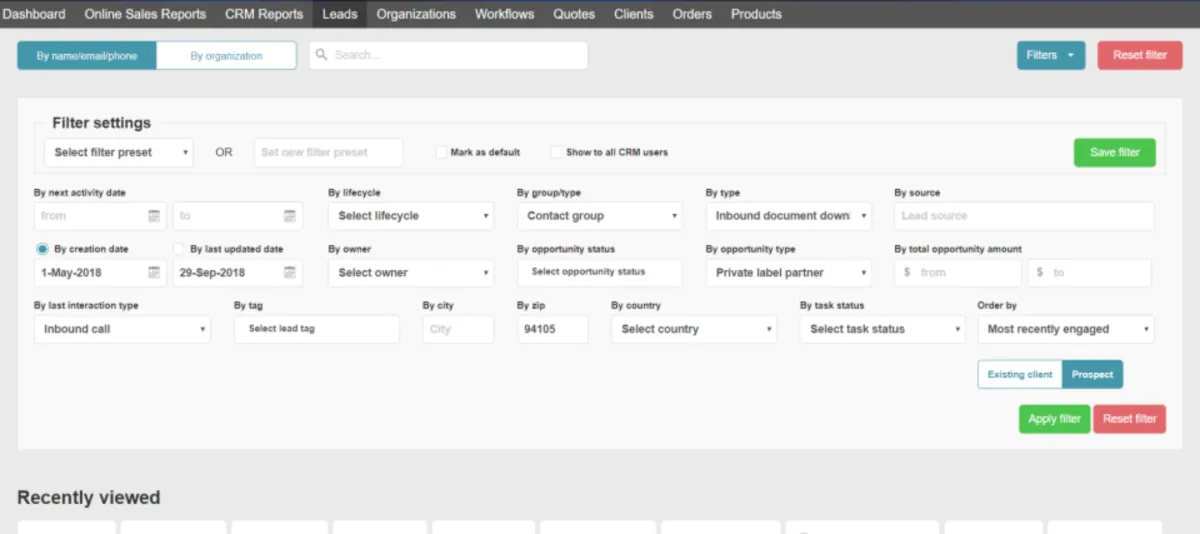 Interface SeoToaster CRM: fonctionnalités, prix, alternatives