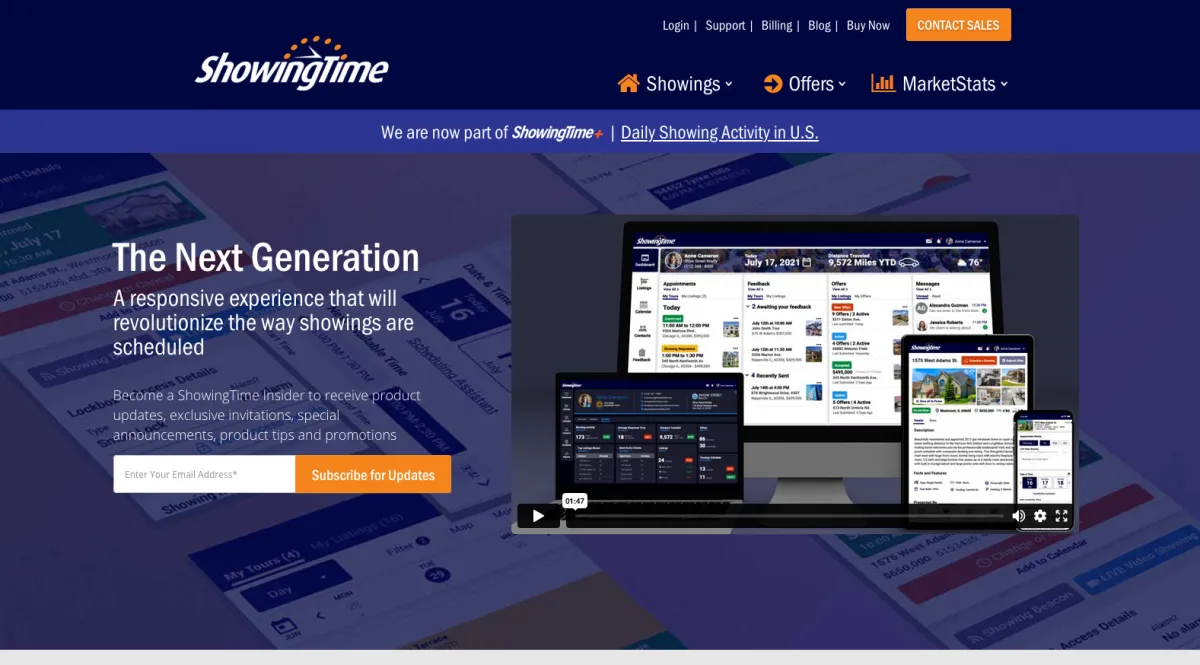 Interface ShowingTime Appointment Center : fonctionnalités, prix, alternatives