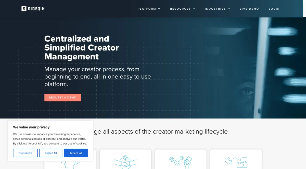 Interface Sideqik : fonctionnalités, prix, alternatives