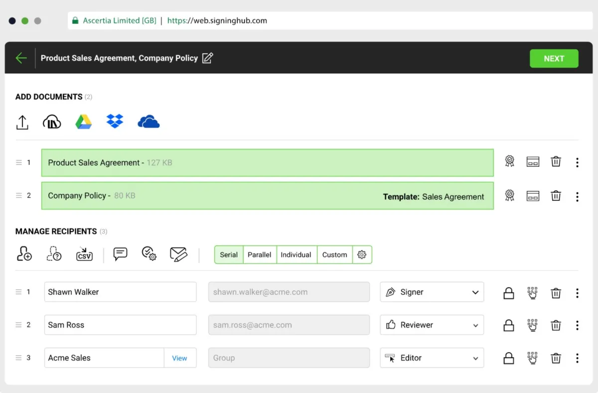 Interface Signinghub: image, ergonomie, alternatives