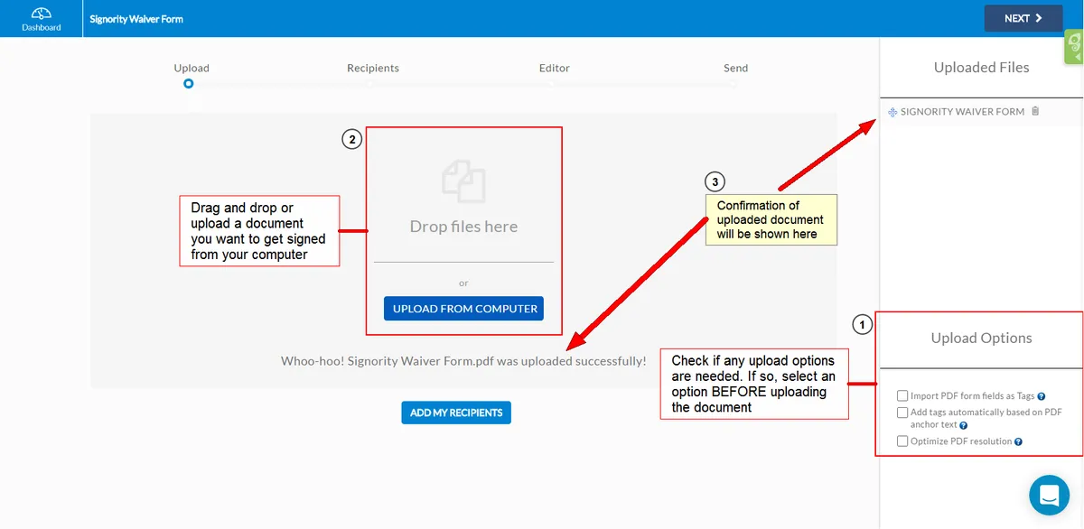 Interface Signority: fonctionnalités, prix, alternatives