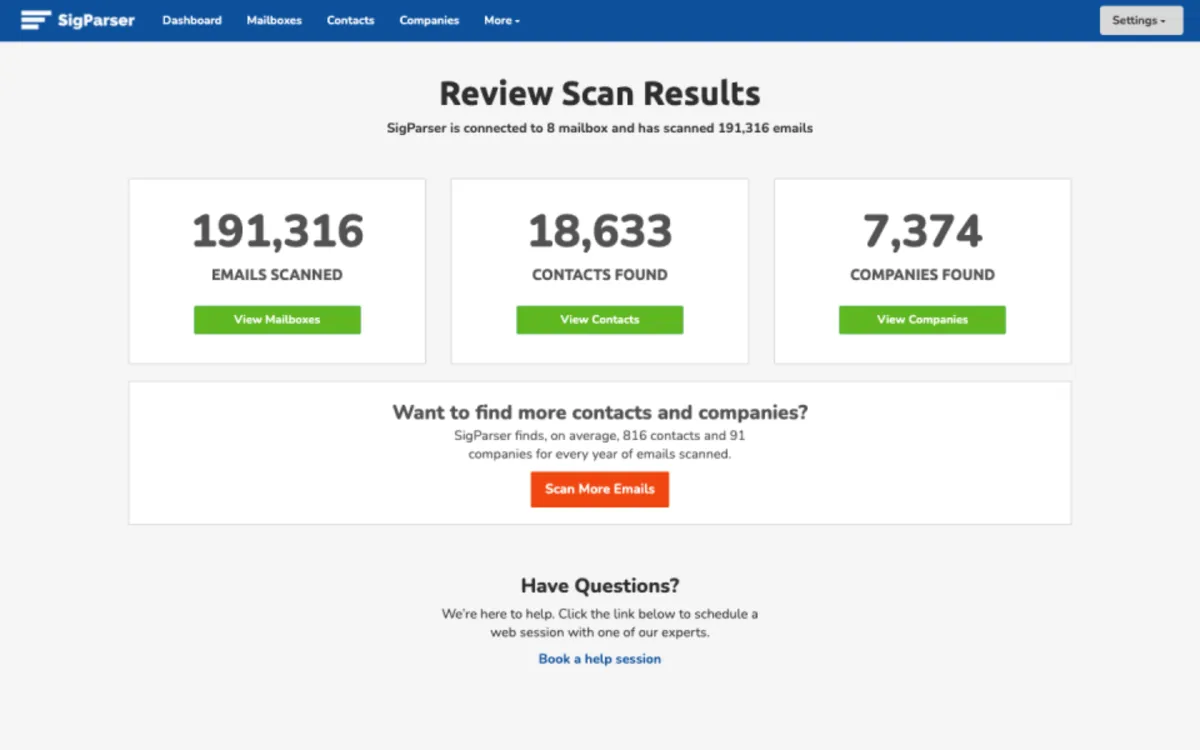 Notre avis sur SigParser : un logiciel d'automatisation de la force de vente (SFA: sales force automation) à découvrir