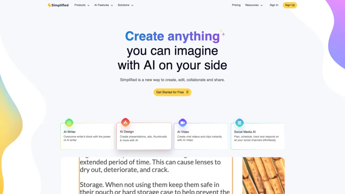 Interface Simplified AI Writer : image, ergonomie, alternatives