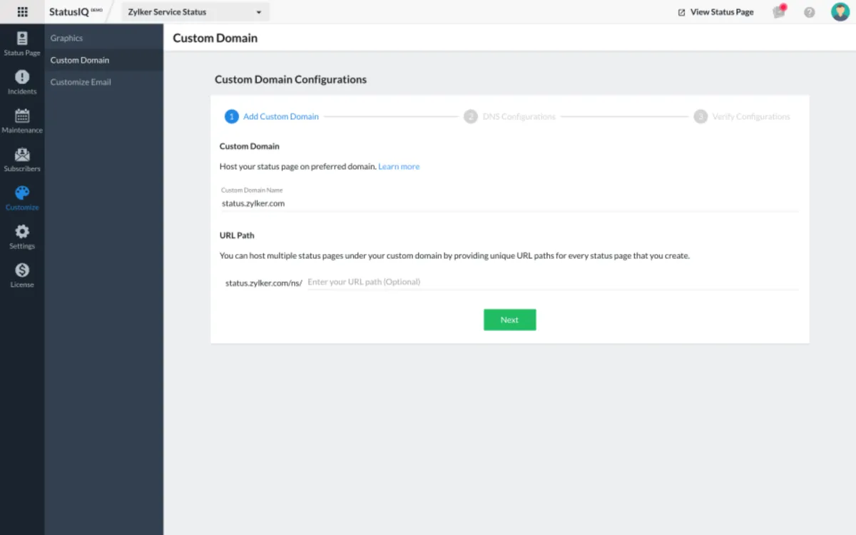 Interface Site24x7 StatusIQ: fonctionnalités, prix, alternatives