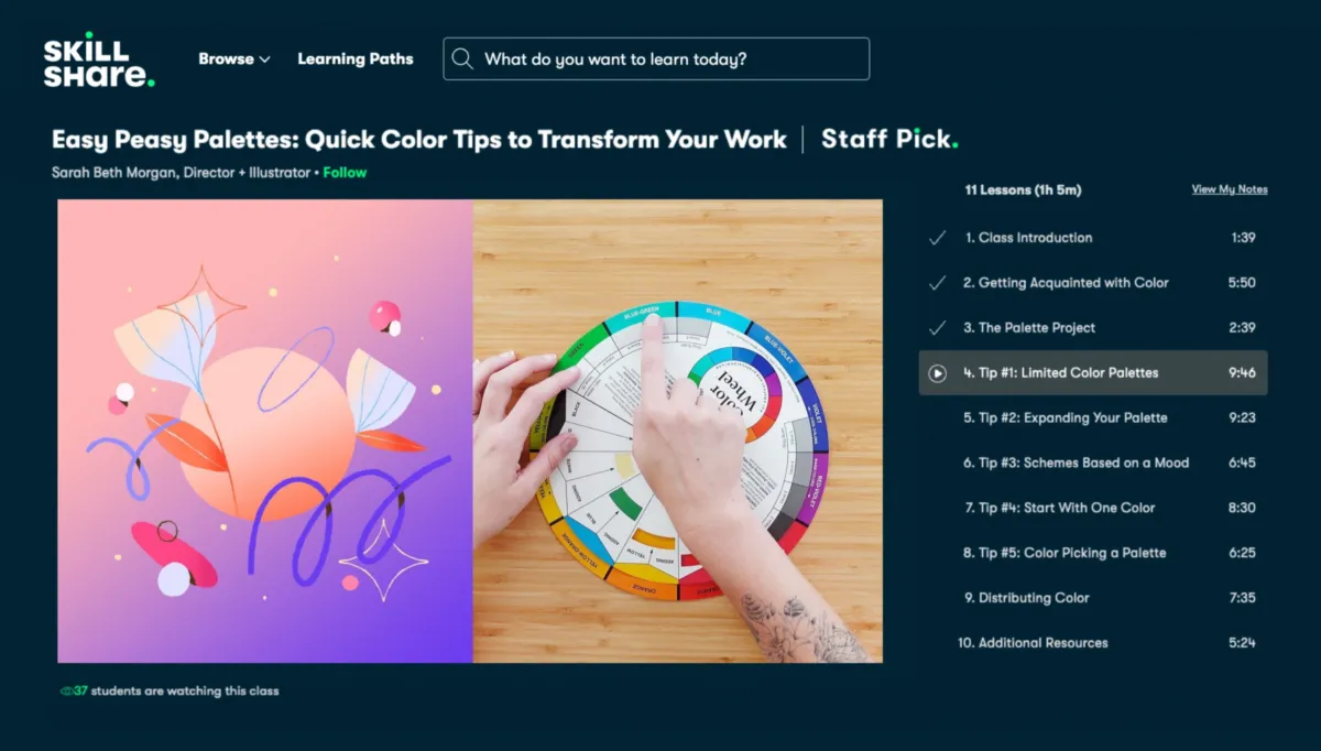 Interface Skillshare: fonctionnalités, prix, alternatives