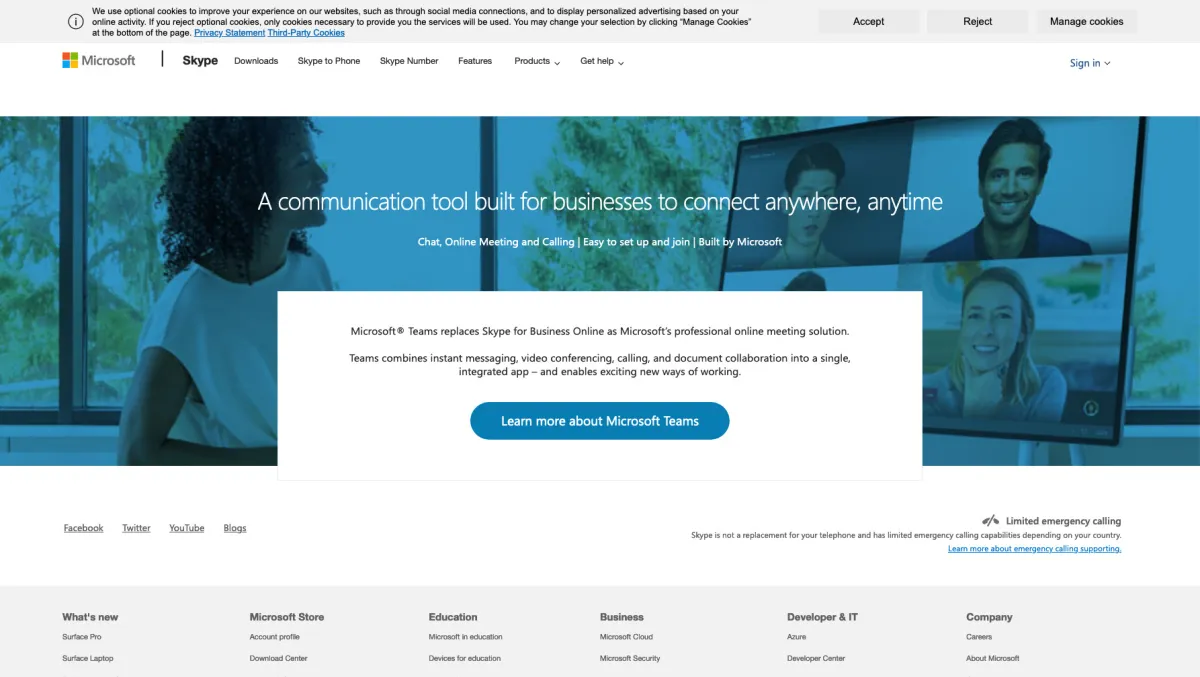 Interface Skype for Business : fonctionnalités, prix, alternatives