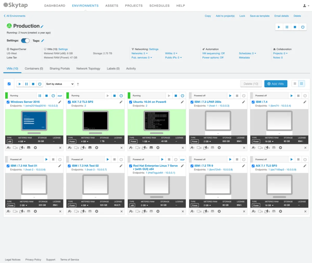 Interface Skytap: fonctionnalités, prix, alternatives
