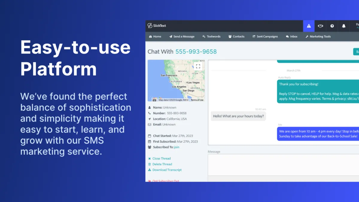 Interface SlickText: fonctionnalités, prix, alternatives