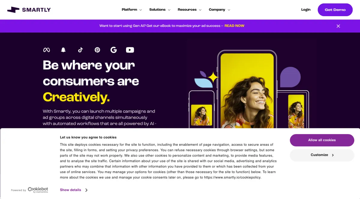 Interface Smartly.io : fonctionnalités, prix, alternatives