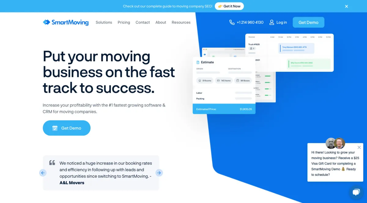 Interface SmartMoving : fonctionnalités, prix, alternatives