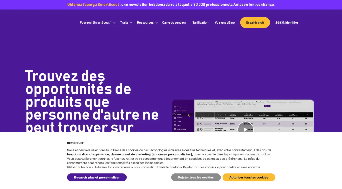 Interface SmartScout : fonctionnalités, prix, alternatives