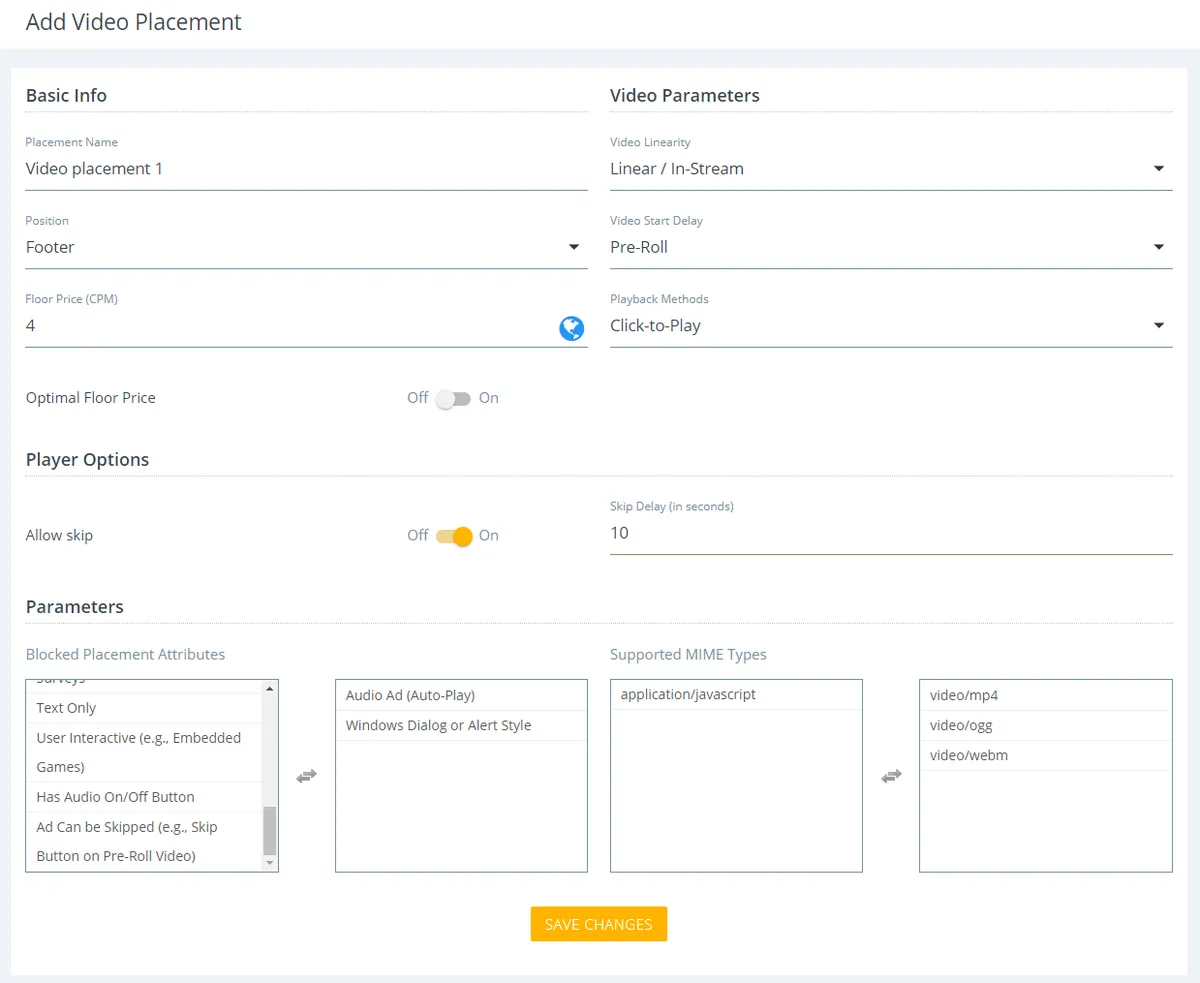 Interface SmartyAds Ad Exchange: fonctionnalités, prix, alternatives