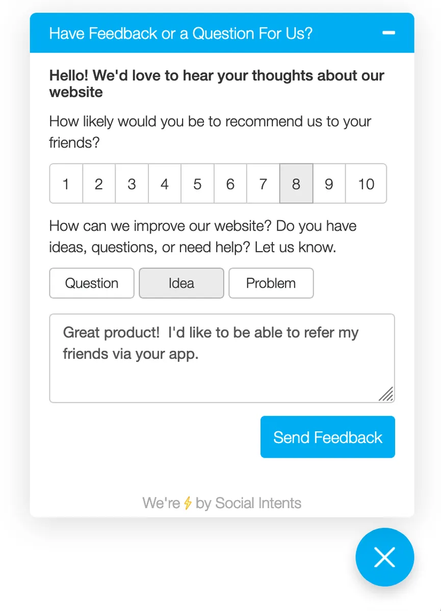 Interface Social Intents: image, ergonomie, alternatives
