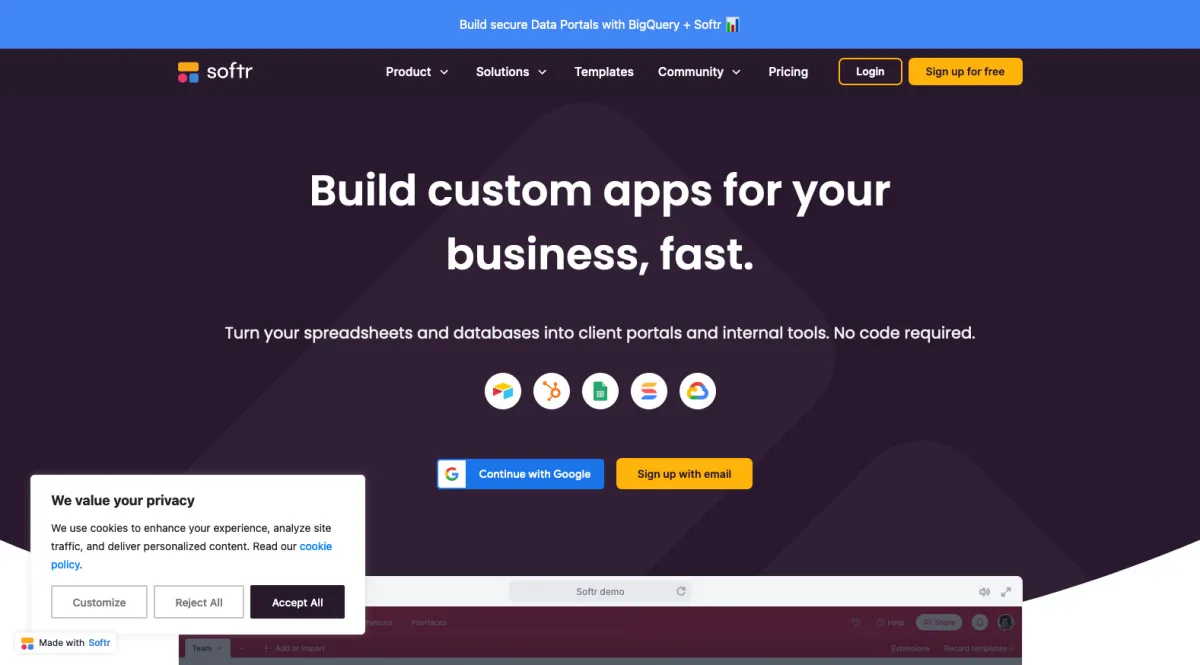 Interface Softr : fonctionnalités, prix, alternatives