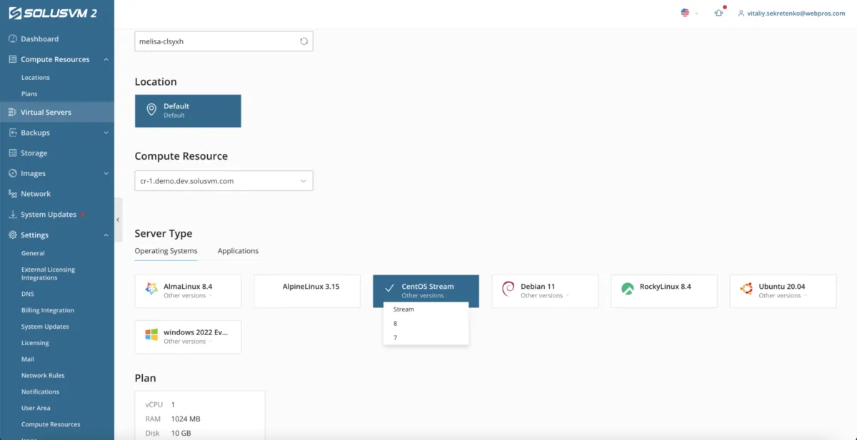 Interface SolusVM: fonctionnalités, prix, alternatives